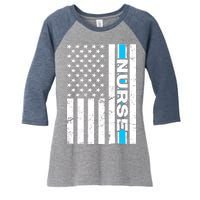 Support Nurses Front Line Flag Women's Tri-Blend 3/4-Sleeve Raglan Shirt