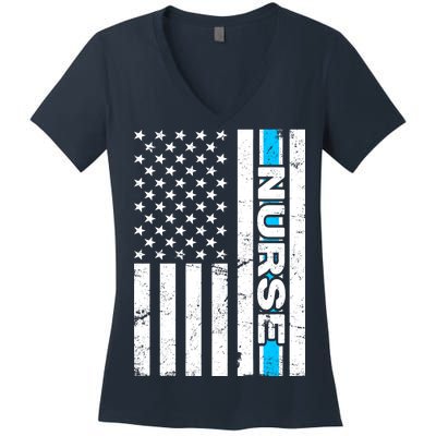 Support Nurses Front Line Flag Women's V-Neck T-Shirt