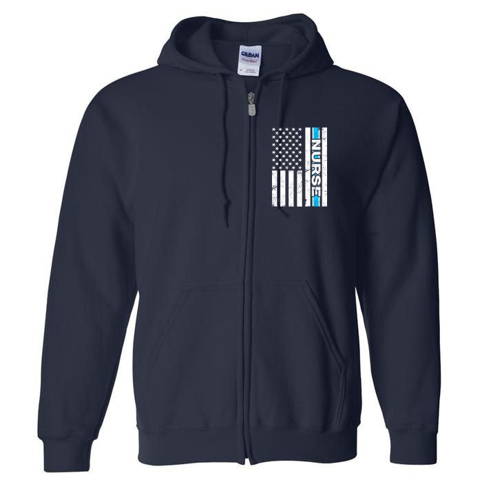 Support Nurses Front Line Flag Full Zip Hoodie