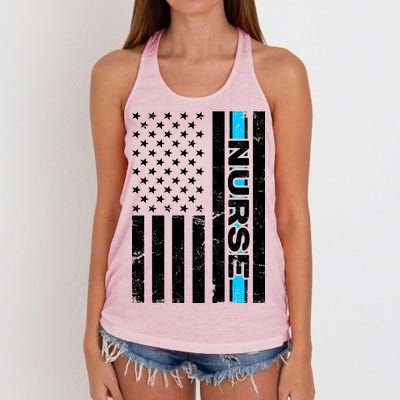 Support Nurses Front Line Flag Women's Knotted Racerback Tank