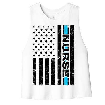 Support Nurses Front Line Flag Women's Racerback Cropped Tank