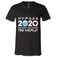 Support Nurses The Ones Who Saved The World V-Neck T-Shirt