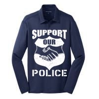 Support Our Police Silk Touch Performance Long Sleeve Polo