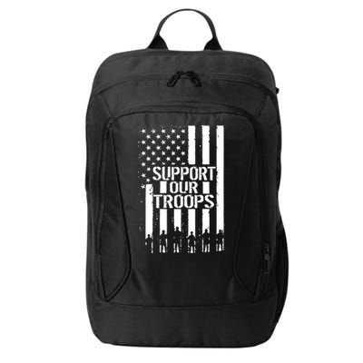 Support Our Troops Distressed American Flag City Backpack