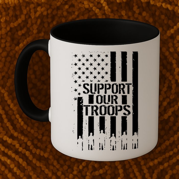 Support Our Troops Distressed American Flag Mug