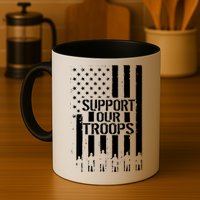 Support Our Troops Distressed American Flag Mug