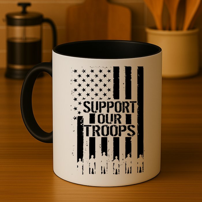 Support Our Troops Distressed American Flag Mug