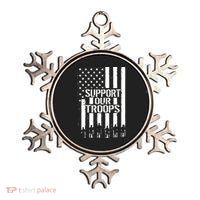 Support Our Troops Distressed American Flag Metallic Star Ornament