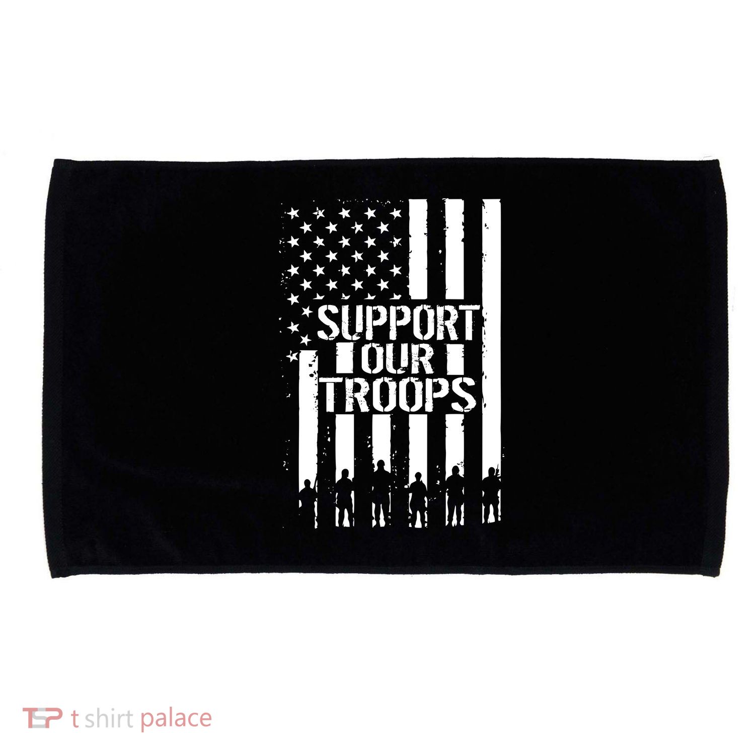 Support Our Troops Distressed American Flag Microfiber Hand Towel