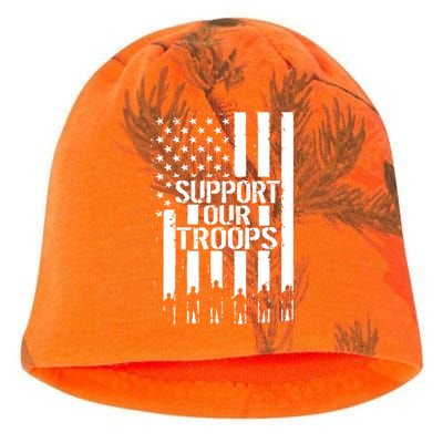 Support Our Troops Distressed American Flag Kati - Camo Knit Beanie