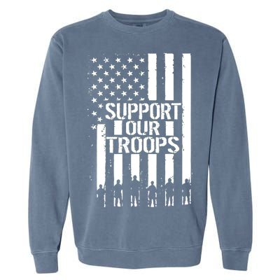 Support Our Troops Distressed American Flag Garment-Dyed Sweatshirt