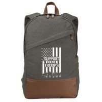 Support Our Troops Distressed American Flag Cotton Canvas Backpack