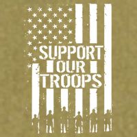 Support Our Troops Distressed American Flag Garment-Dyed Women's Muscle Tee