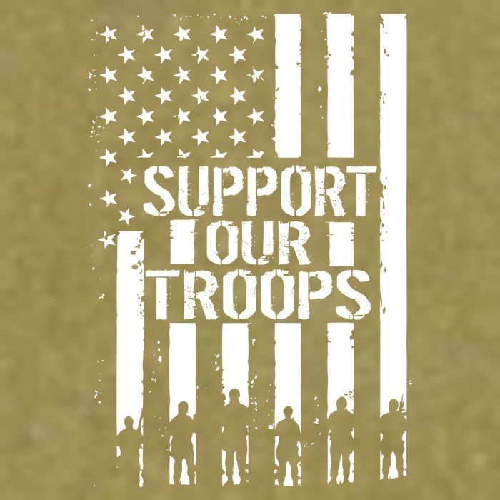 Support Our Troops Distressed American Flag Garment-Dyed Women's Muscle Tee