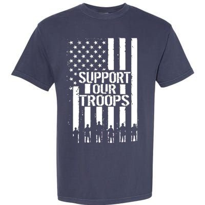 Support Our Troops Distressed American Flag Garment-Dyed Heavyweight T-Shirt