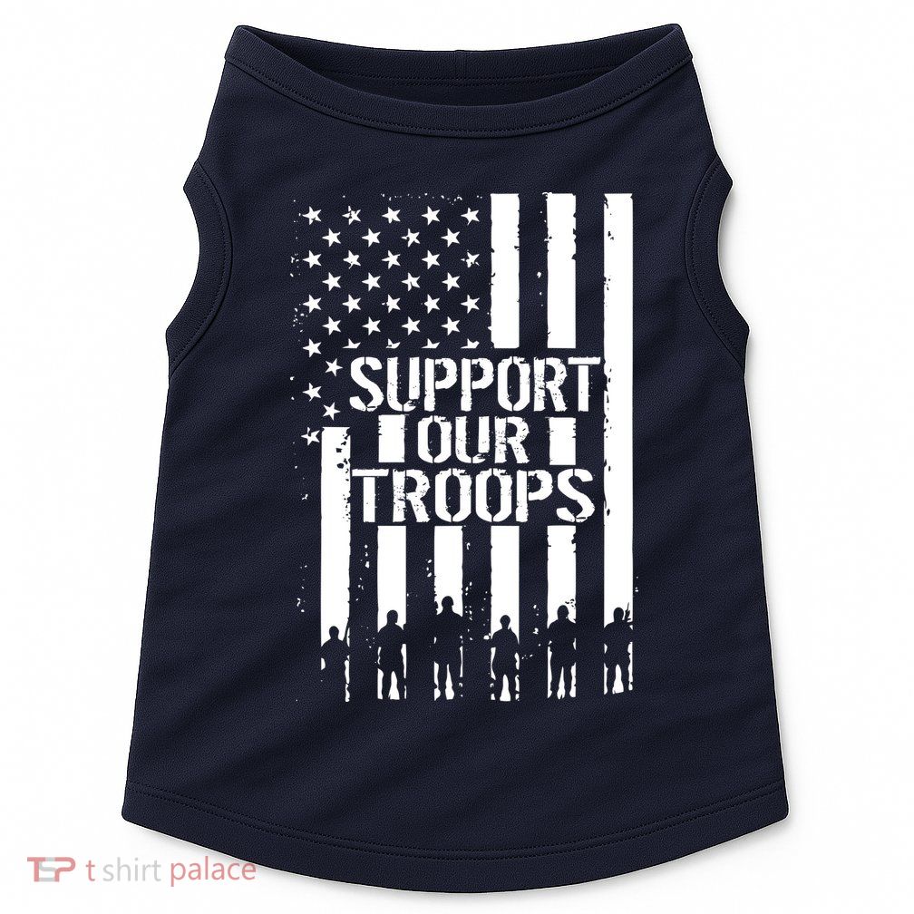 Support Our Troops Distressed American Flag Doggie Tank