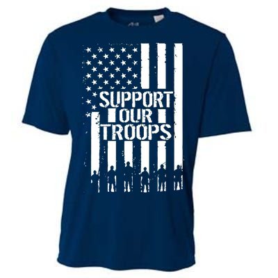 Support Our Troops Distressed American Flag Cooling Performance Crew T-Shirt