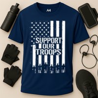 Support Our Troops Distressed American Flag Performance Shirt