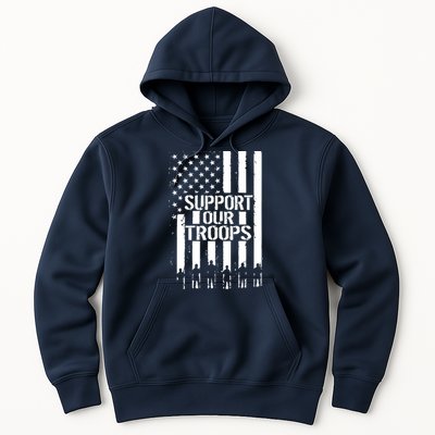 Support Our Troops Distressed American Flag Hoodie