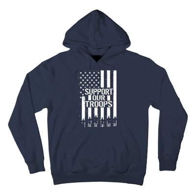 Support Our Troops Distressed American Flag Hoodie