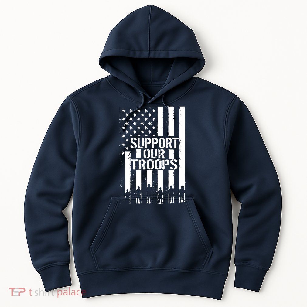 Support Our Troops Distressed American Flag Hoodie