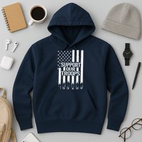 Support Our Troops Distressed American Flag Hoodie