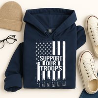 Support Our Troops Distressed American Flag Hoodie