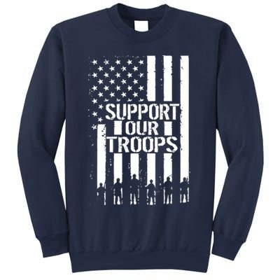 Support Our Troops Distressed American Flag Sweatshirt