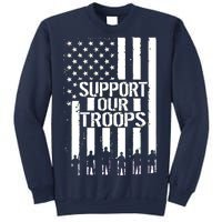 Support Our Troops Distressed American Flag Sweatshirt