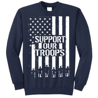 Support Our Troops Distressed American Flag Sweatshirt