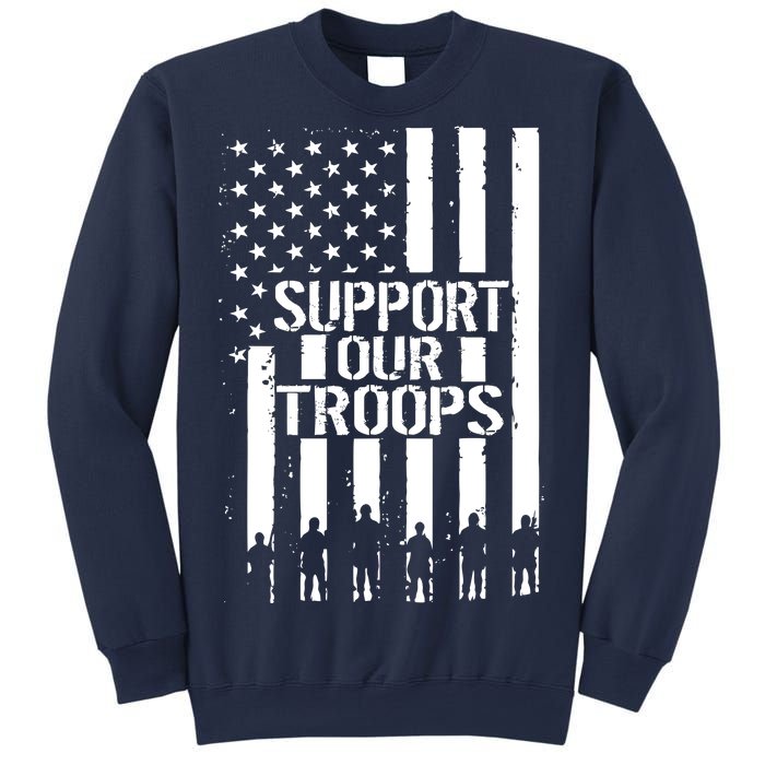 Support Our Troops Distressed American Flag Sweatshirt