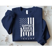 Support Our Troops Distressed American Flag Sweatshirt