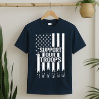 Support Our Troops Distressed American Flag T-Shirt