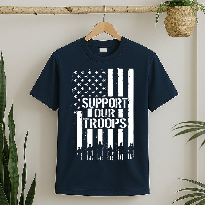 Support Our Troops Distressed American Flag T-Shirt