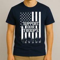 Support Our Troops Distressed American Flag T-Shirt