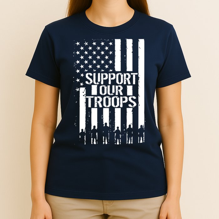 Support Our Troops Distressed American Flag T-Shirt