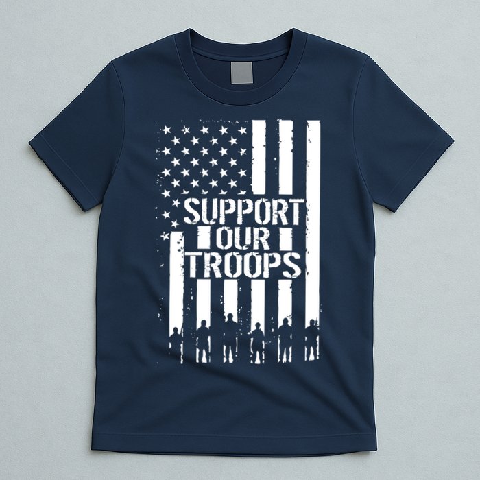 Support Our Troops Distressed American Flag T-Shirt