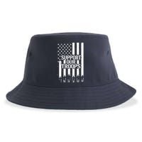 Support Our Troops Distressed American Flag Sustainable Bucket Hat