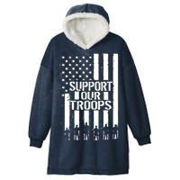 Support Our Troops Distressed American Flag Hooded Wearable Blanket