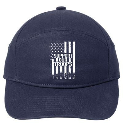 Support Our Troops Distressed American Flag 7-Panel Snapback Hat