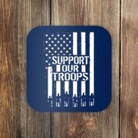 Support Our Troops Distressed American Flag Coaster