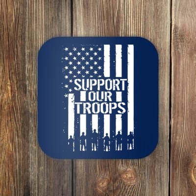 Support Our Troops Distressed American Flag Coaster