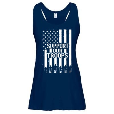 Support Our Troops Distressed American Flag Ladies Essential Flowy Tank