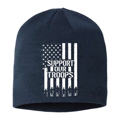 Support Our Troops Distressed American Flag Sustainable Beanie