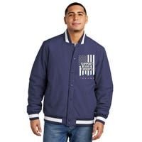 Support Our Troops Distressed American Flag Insulated Varsity Jacket