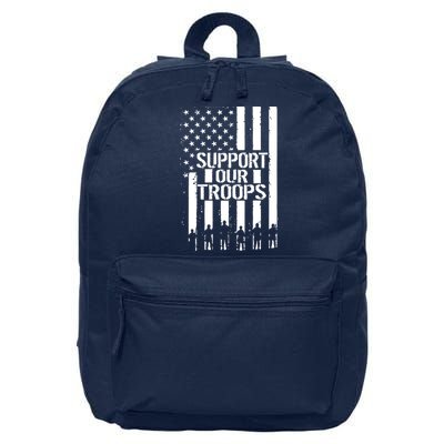 Support Our Troops Distressed American Flag 16 in Basic Backpack