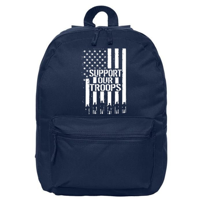 Support Our Troops Distressed American Flag 16 in Basic Backpack
