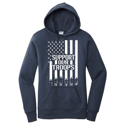 Support Our Troops Distressed American Flag Women's Pullover Hoodie