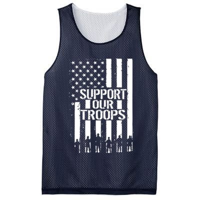 Support Our Troops Distressed American Flag Mesh Reversible Basketball Jersey Tank