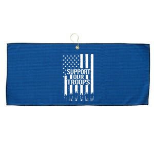 Support Our Troops Distressed American Flag Large Microfiber Waffle Golf Towel